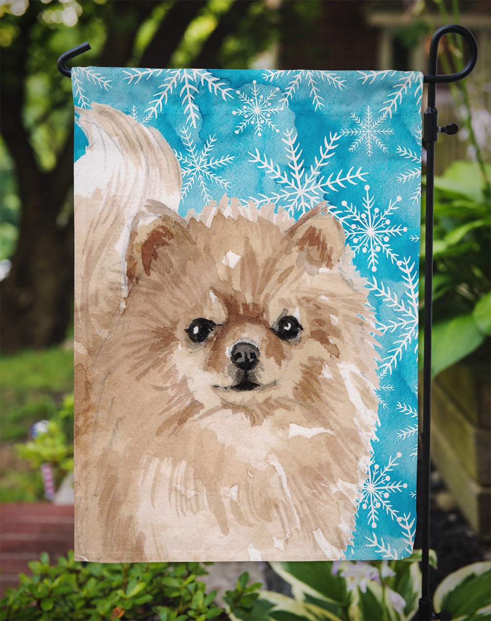 Pomeranian Winter Garden Flag Mailbox Decorative Yard Banner Outside Patio Artwork for Flower Beds, Garden Size, Multicolor