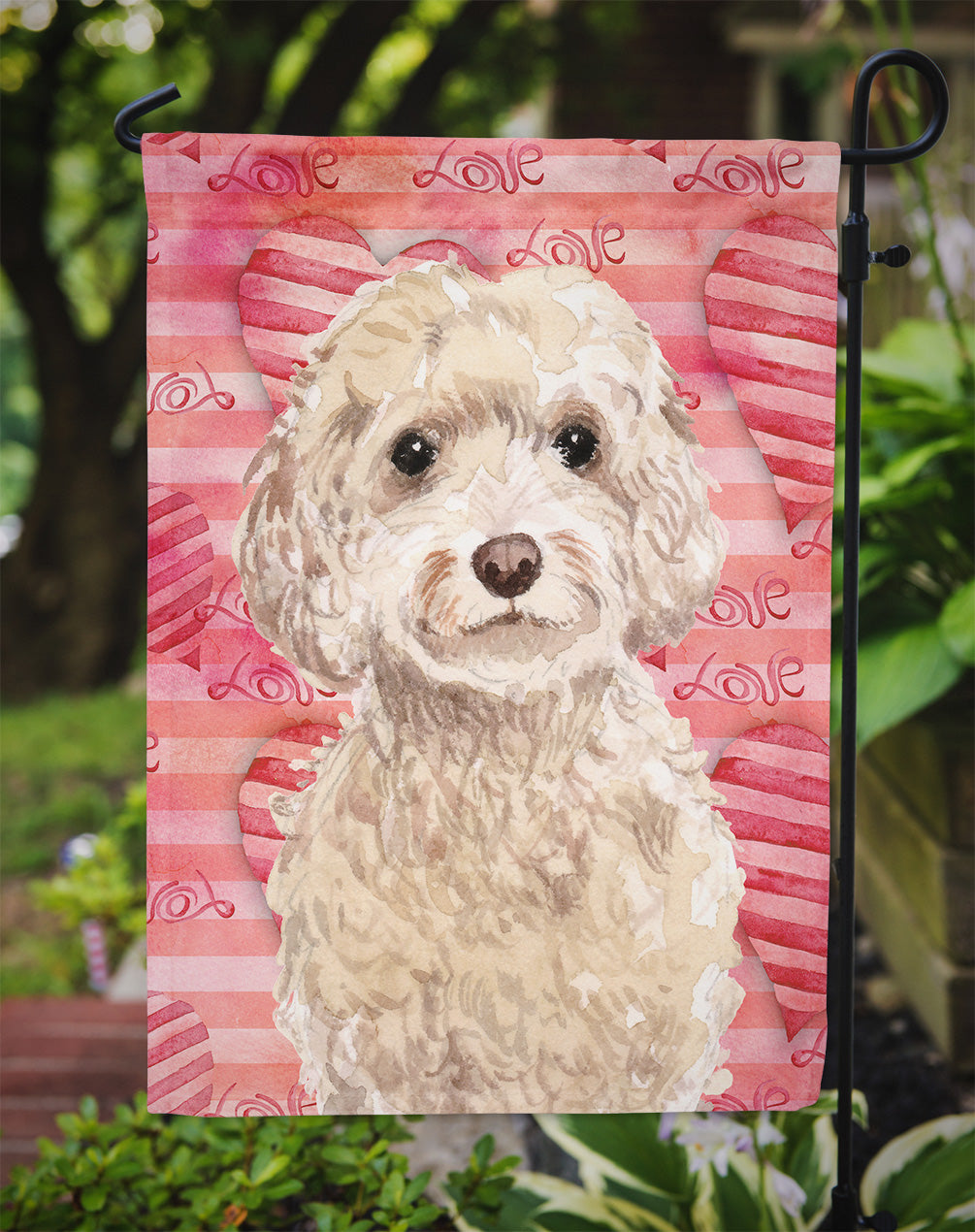Champagne Cockapoo Love Garden Flag Mailbox Decorative Yard Banner Outside Patio Artwork for Flower Beds, Garden Size, Multicolor