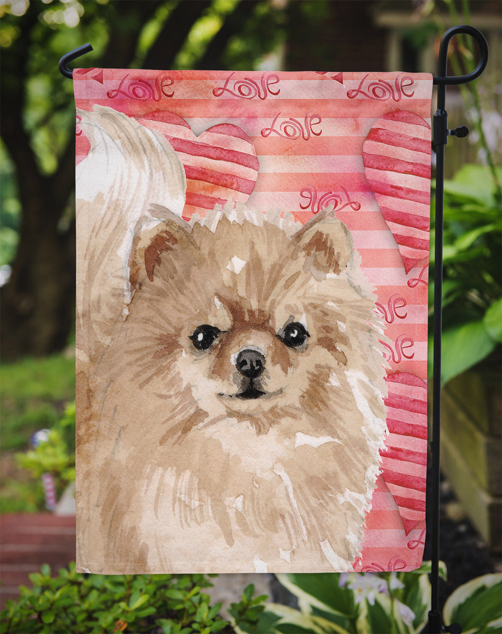Pomeranian Love Garden Flag Mailbox Decorative Yard Banner Outside Patio Artwork for Flower Beds, Garden Size, Multicolor