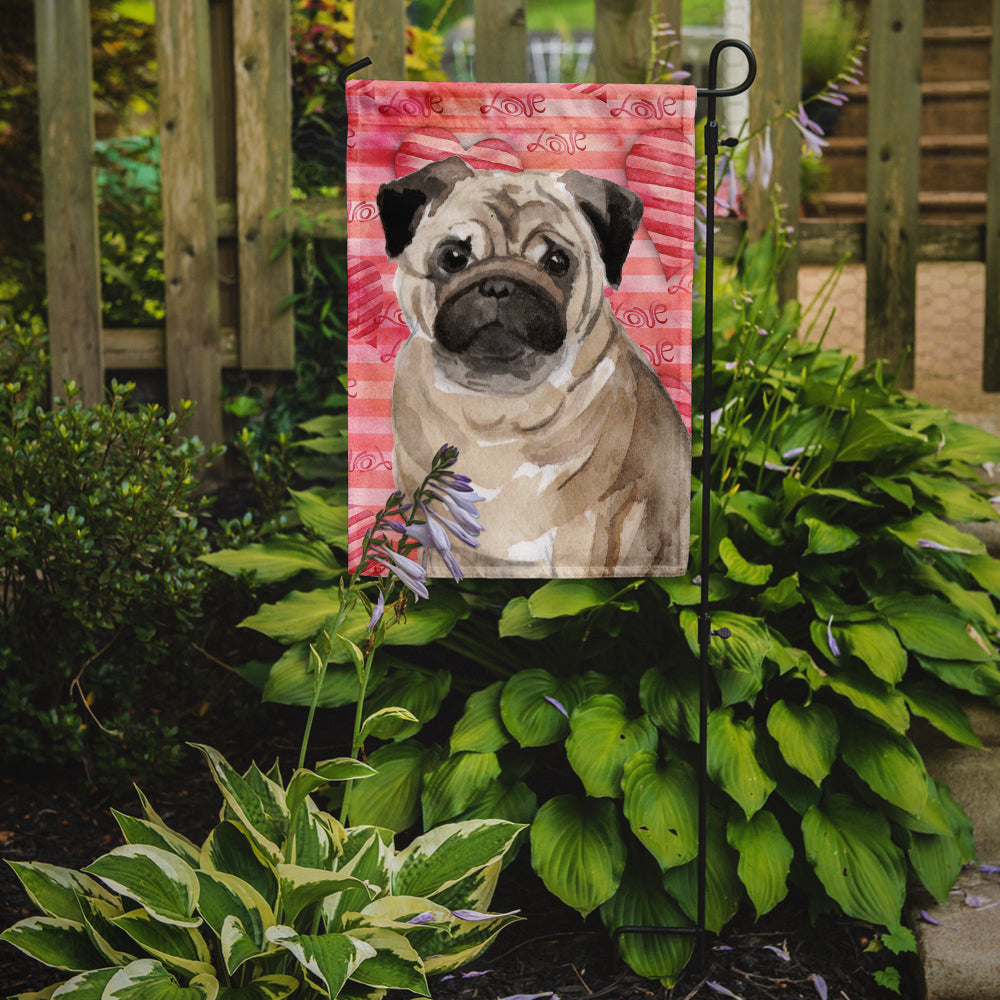 Fawn Pug Love Garden Flag Mailbox Decorative Yard Banner Outside Patio Artwork for Flower Beds, Garden Size, Multicolor