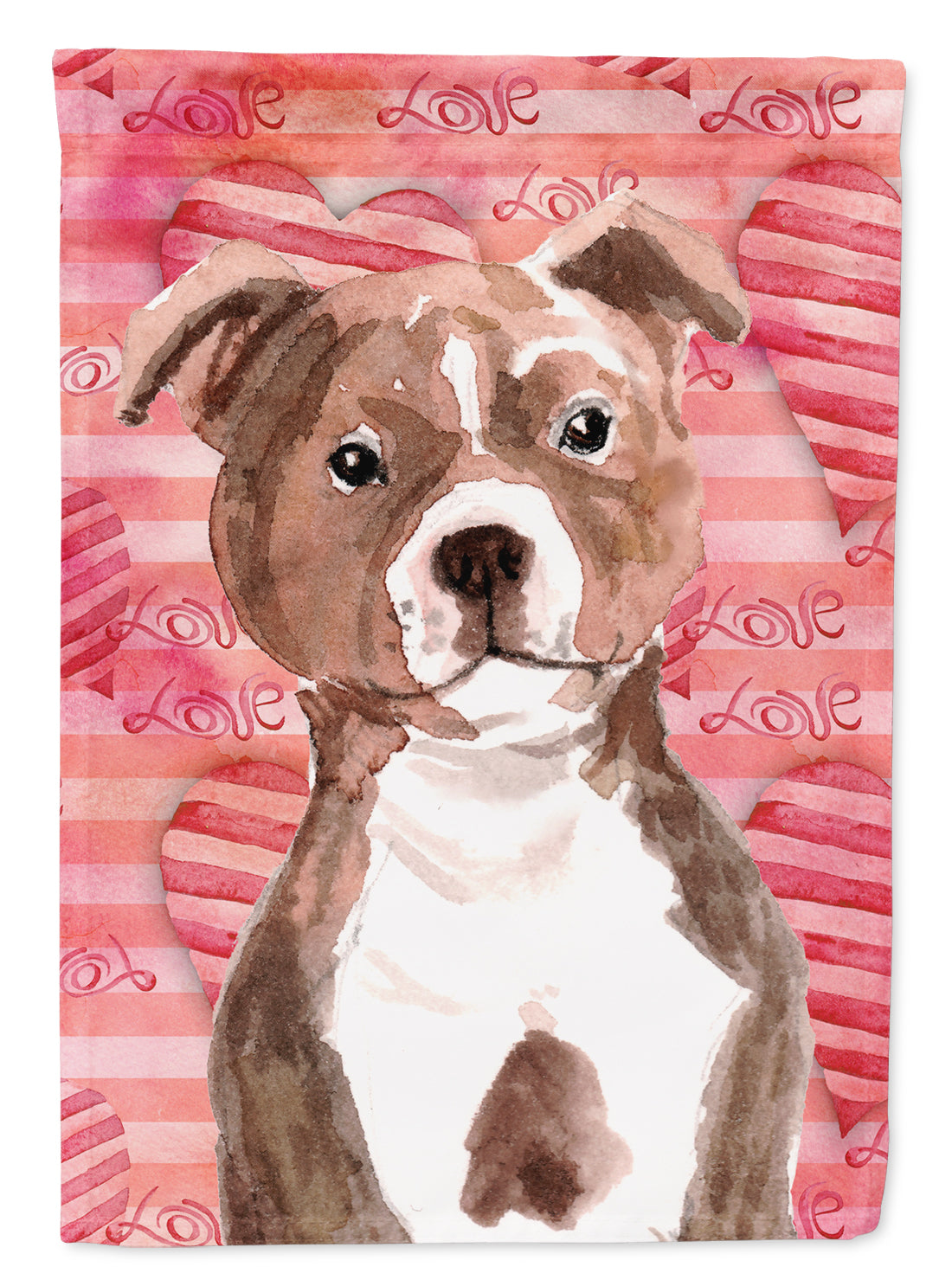 Red Staffie Bull Terrier Love Garden Flag Mailbox Decorative Yard Banner Outside Patio Artwork for Flower Beds, Garden Size, Multicolor