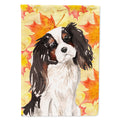 Tricolor Cavalier Spaniel Fall House Flag 28x40 Porch Sleeve Pole Decorative Outside Yard Banner Artwork Wall Hanging, Polyester