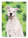 White Staffie Bull Terrier St. Patrick's Garden Flag Mailbox Decorative Yard Banner Outside Patio Artwork for Flower Beds, Garden Size, Multicolor