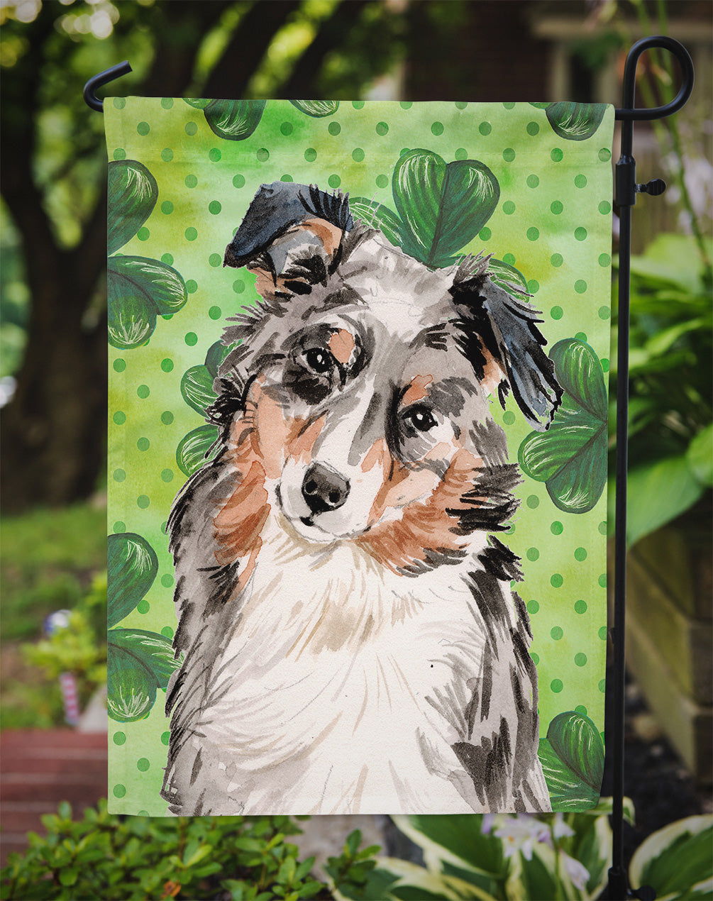 Australian Shepherd St. Patrick's Garden Flag Mailbox Decorative Yard Banner Outside Patio Artwork for Flower Beds, Garden Size, Multicolor