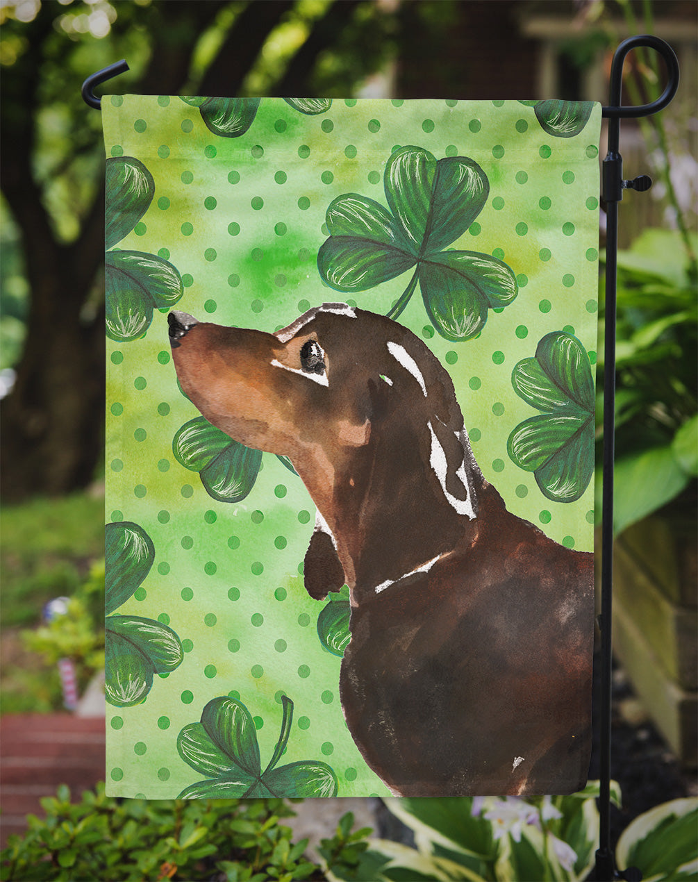Black and Tan Dachshund St. Patrick's Garden Flag Mailbox Decorative Yard Banner Outside Patio Artwork for Flower Beds, Garden Size, Multicolor