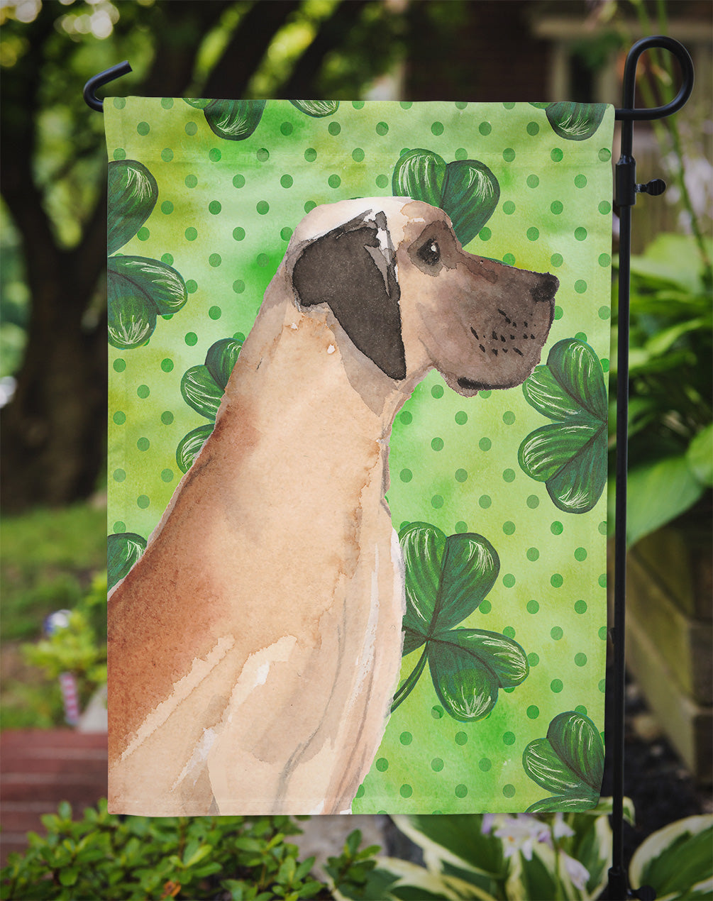 Fawn Natural Great Dane St. Patrick's Garden Flag Mailbox Decorative Yard Banner Outside Patio Artwork for Flower Beds, Garden Size, Multicolor