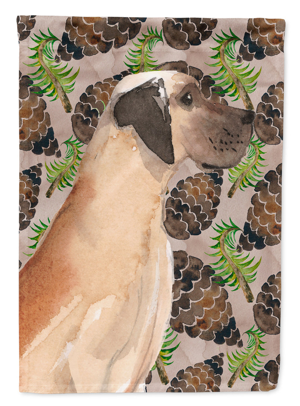 Fawn Natural Great Dane Pine Cones Garden Flag Mailbox Decorative Yard Banner Outside Patio Artwork for Flower Beds, Garden Size, Multicolor