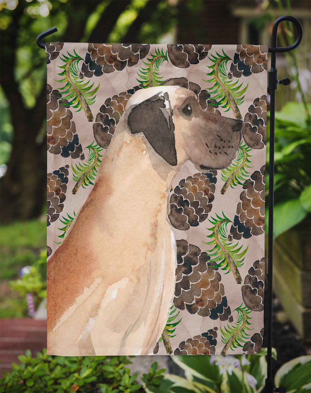 Fawn Natural Great Dane Pine Cones Garden Flag Mailbox Decorative Yard Banner Outside Patio Artwork for Flower Beds, Garden Size, Multicolor