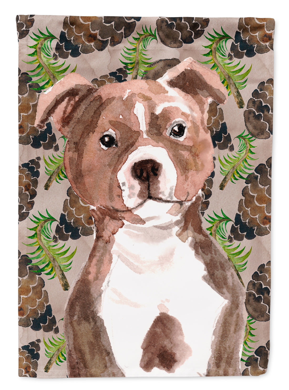 Red Staffie Bull Terrier Pine Cones Garden Flag Mailbox Decorative Yard Banner Outside Patio Artwork for Flower Beds, Garden Size, Multicolor