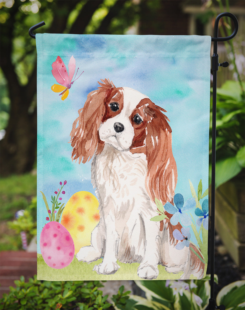 Blenheim Cavalier Spaniel Easter Garden Flag Mailbox Decorative Yard Banner Outside Patio Artwork for Flower Beds, Garden Size, Multicolor