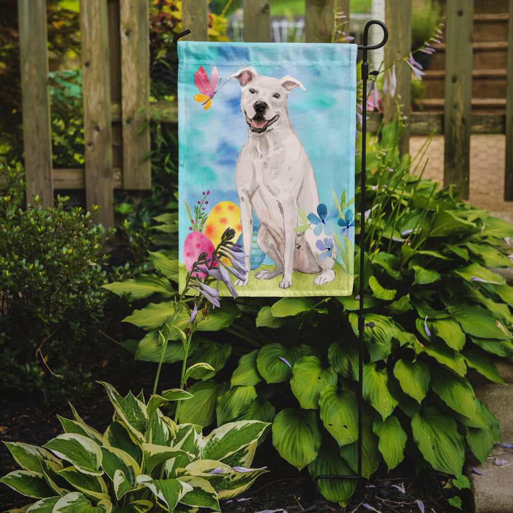 White Staffie Bull Terrier Easter Garden Flag Mailbox Decorative Yard Banner Outside Patio Artwork for Flower Beds, Garden Size, Multicolor