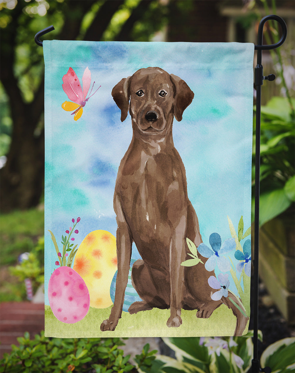 Chocolate Labrador Easter Garden Flag Mailbox Decorative Yard Banner Outside Patio Artwork for Flower Beds, Garden Size, Multicolor