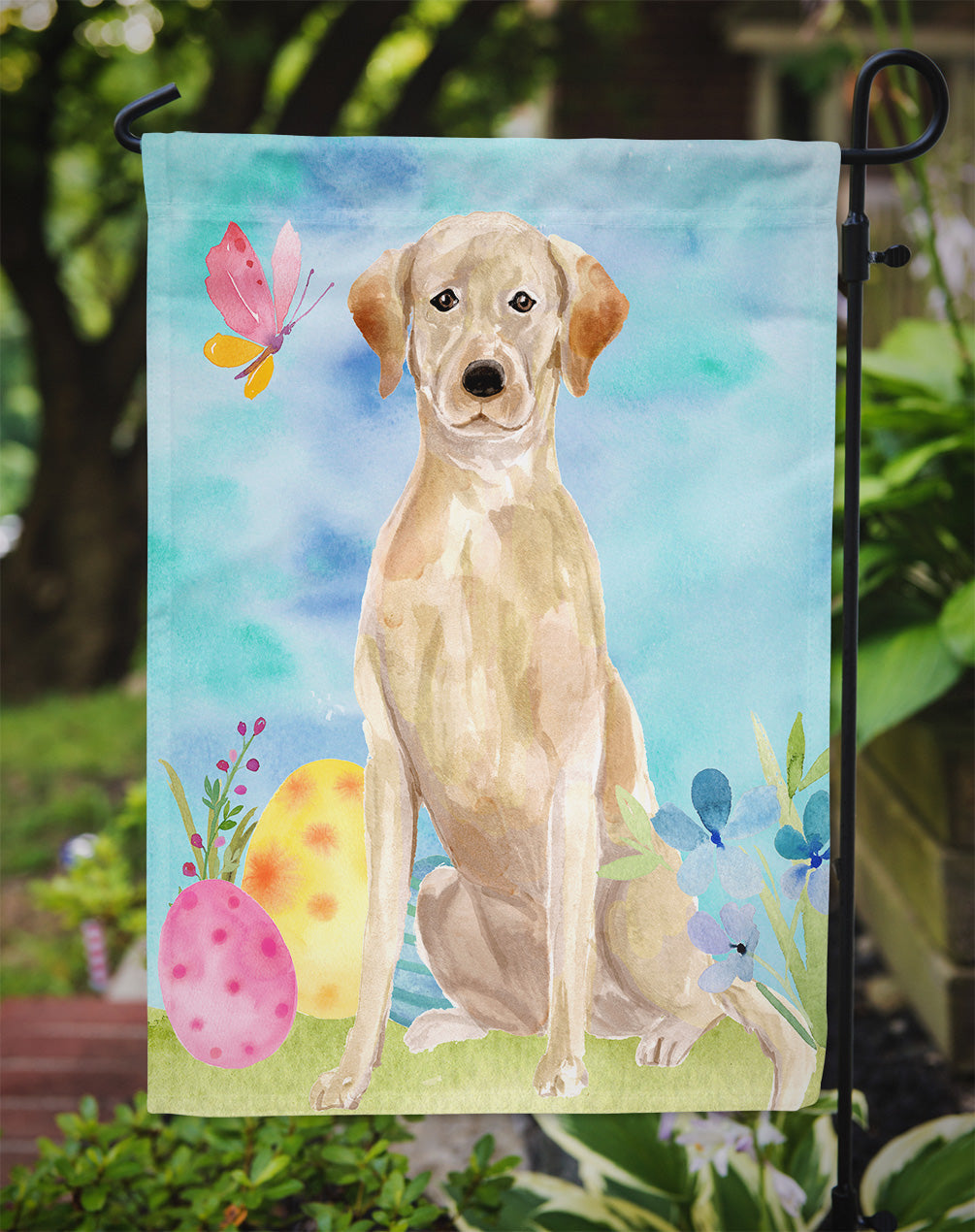 Yellow Labrador Easter Garden Flag Mailbox Decorative Yard Banner Outside Patio Artwork for Flower Beds, Garden Size, Multicolor