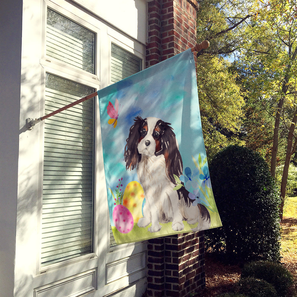 Tricolor Cavalier Spaniel Easter House Flag 28x40 Porch Sleeve Pole Decorative Outside Yard Banner Artwork Wall Hanging, Polyester