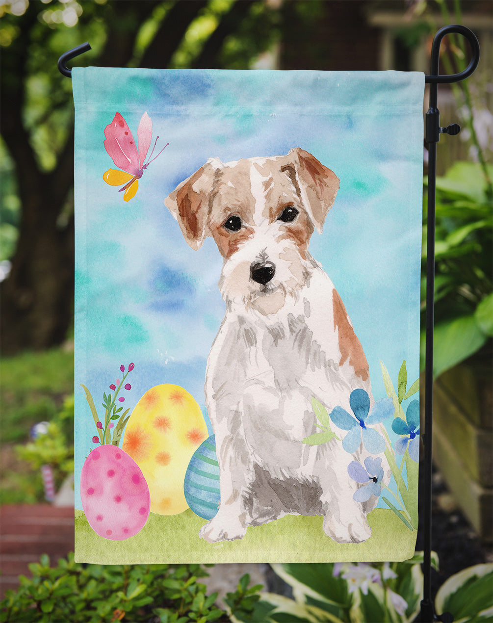 Wire Hair Jack Russell Easter Garden Flag Mailbox Decorative Yard Banner Outside Patio Artwork for Flower Beds, Garden Size, Multicolor
