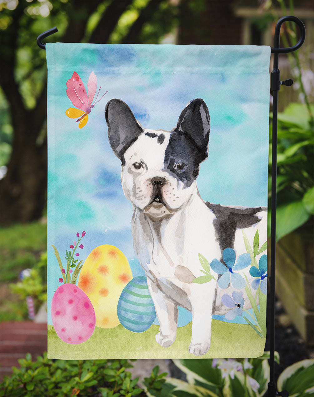 Black White French Bulldog Easter Garden Flag Mailbox Decorative Yard Banner Outside Patio Artwork for Flower Beds, Garden Size, Multicolor