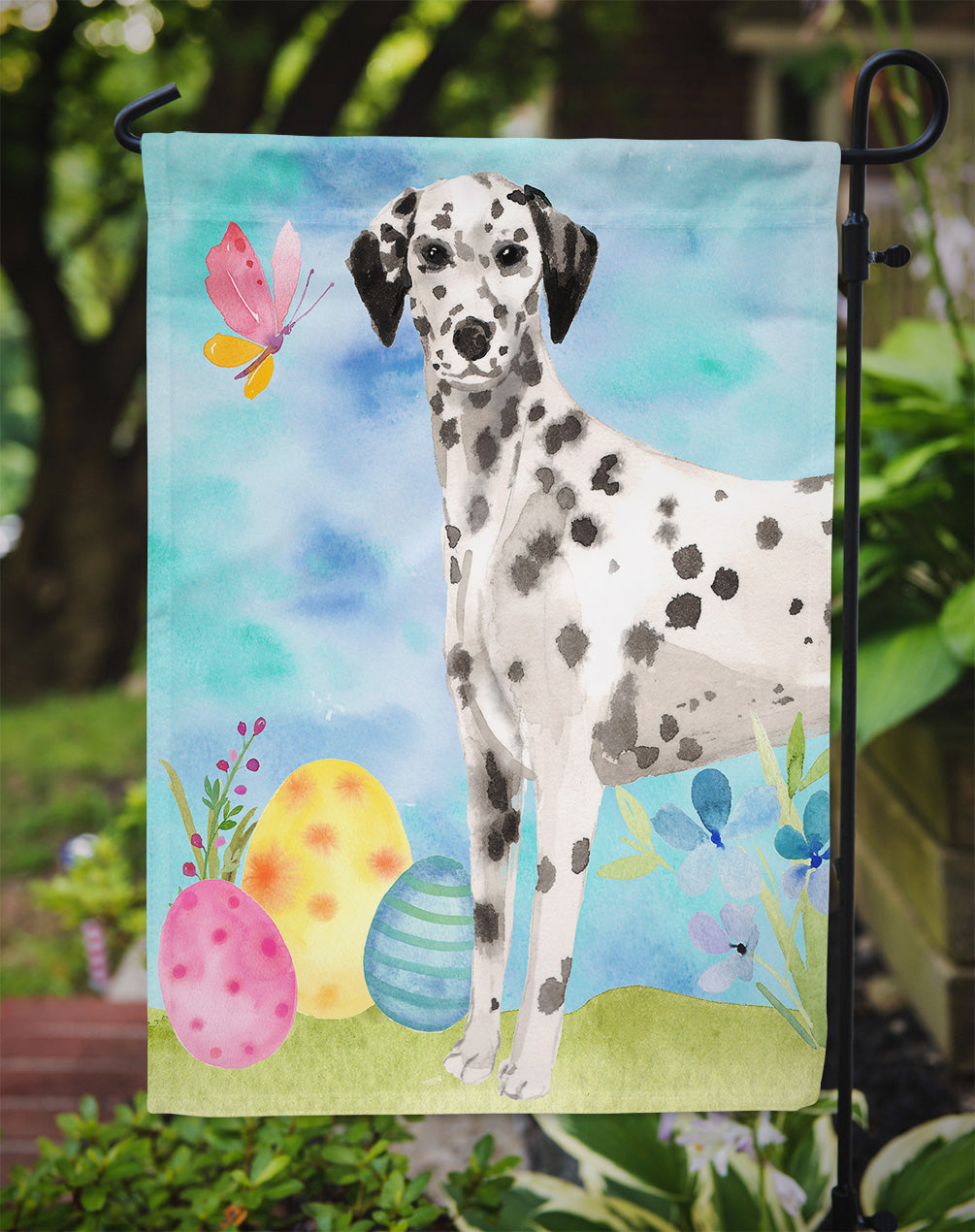 Dalmatian Easter Garden Flag Mailbox Decorative Yard Banner Outside Patio Artwork for Flower Beds, Garden Size, Multicolor