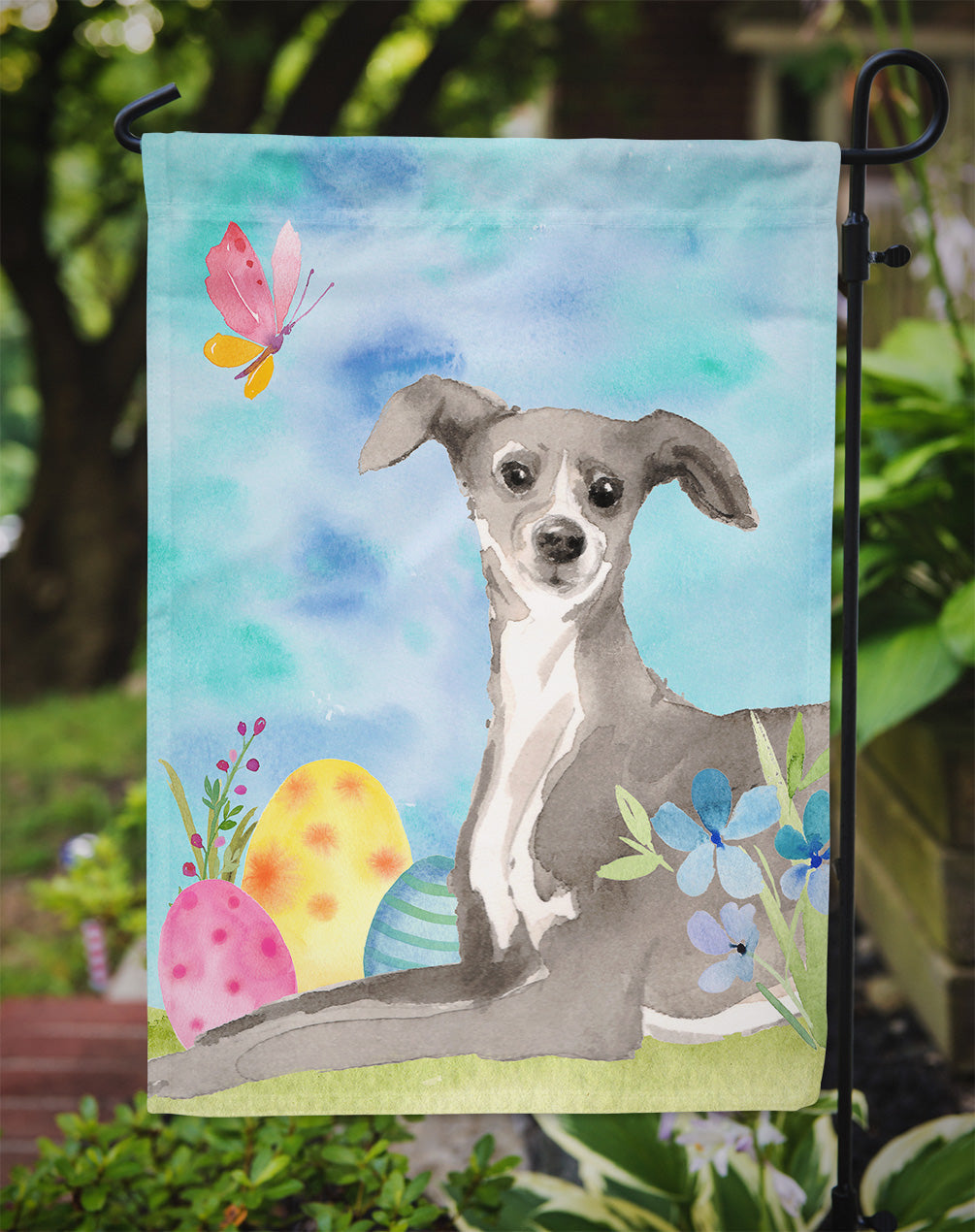 Italian Greyhound Easter Garden Flag Mailbox Decorative Yard Banner Outside Patio Artwork for Flower Beds, Garden Size, Multicolor