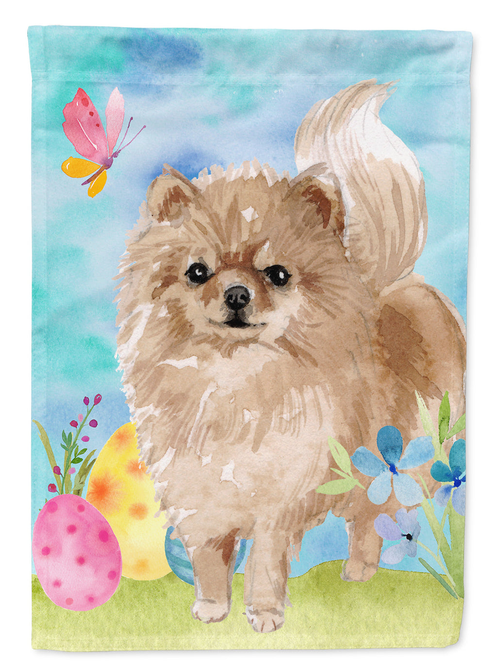 Pomeranian Easter Garden Flag Mailbox Decorative Yard Banner Outside Patio Artwork for Flower Beds, Garden Size, Multicolor