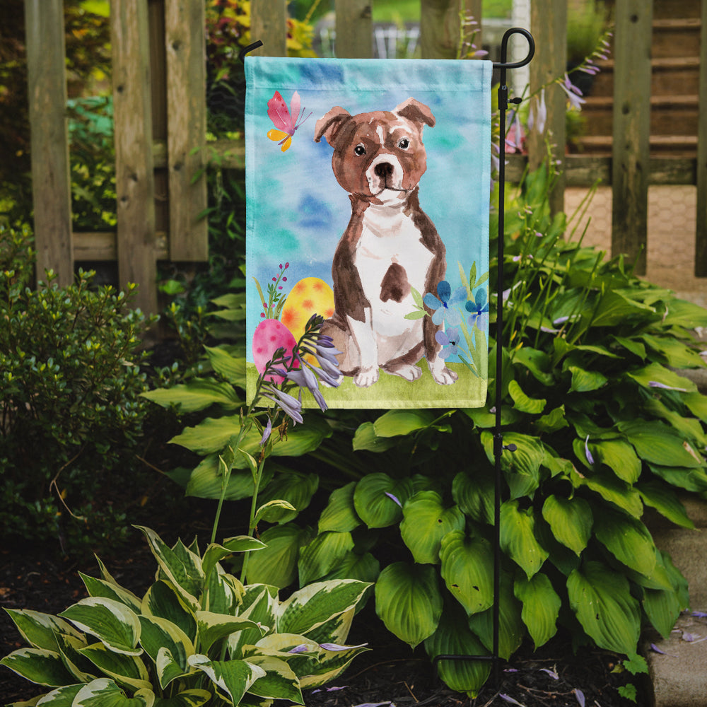 Red Staffie Bull Terrier Easter Garden Flag Mailbox Decorative Yard Banner Outside Patio Artwork for Flower Beds, Garden Size, Multicolor