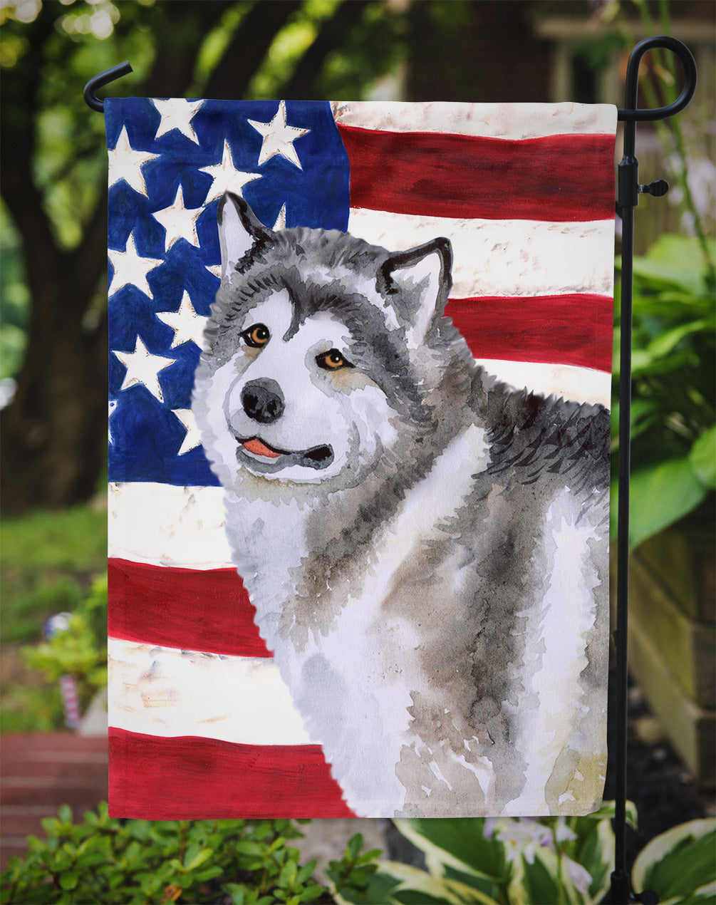 Alaskan Malamute Patriotic Garden Flag Mailbox Decorative Yard Banner Outside Patio Artwork for Flower Beds, Garden Size, Multicolor
