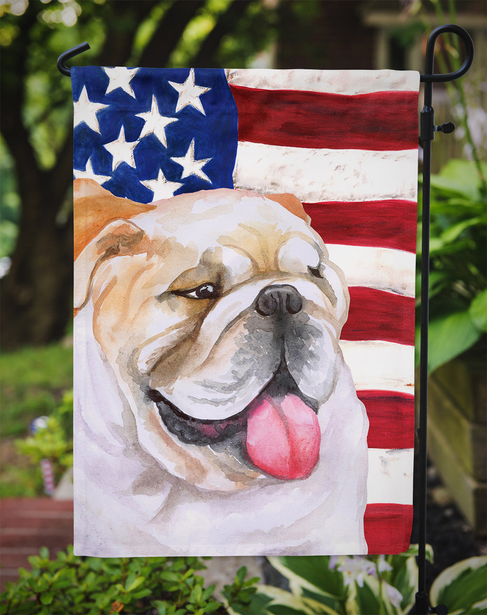 English Bulldog Patriotic Garden Flag Mailbox Decorative Yard Banner Outside Patio Artwork for Flower Beds, Garden Size, Multicolor