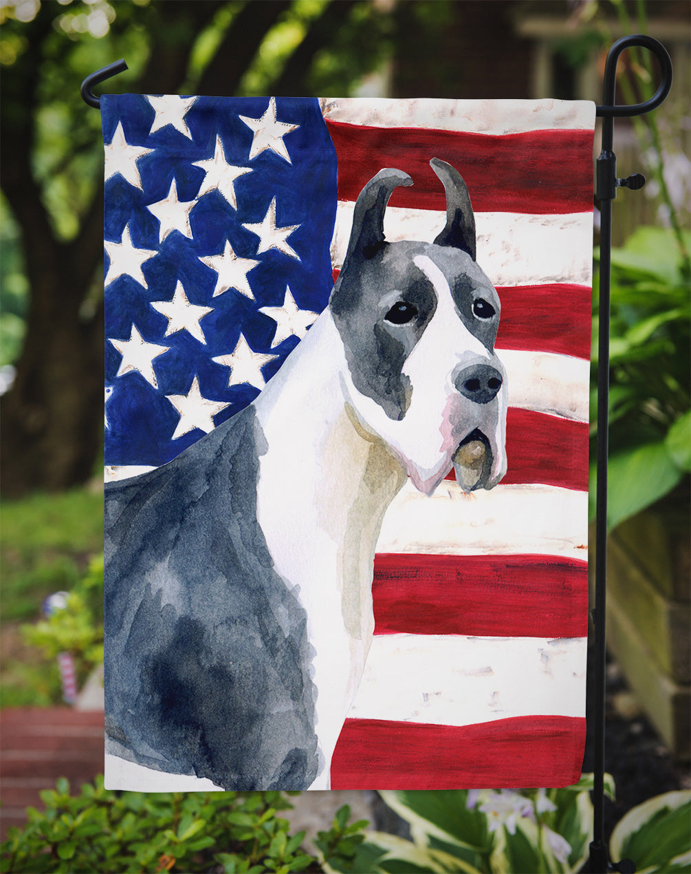 Harlequin Great Dane Patriotic Garden Flag Mailbox Decorative Yard Banner Outside Patio Artwork for Flower Beds, Garden Size, Multicolor