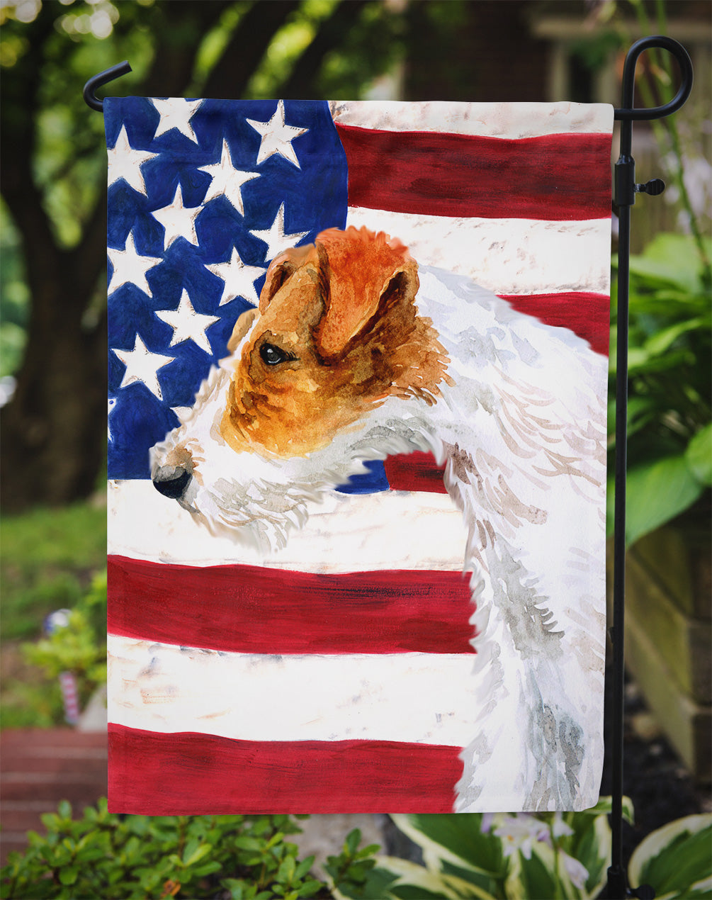 Fox Terrier Patriotic Garden Flag Mailbox Decorative Yard Banner Outside Patio Artwork for Flower Beds, Garden Size, Multicolor
