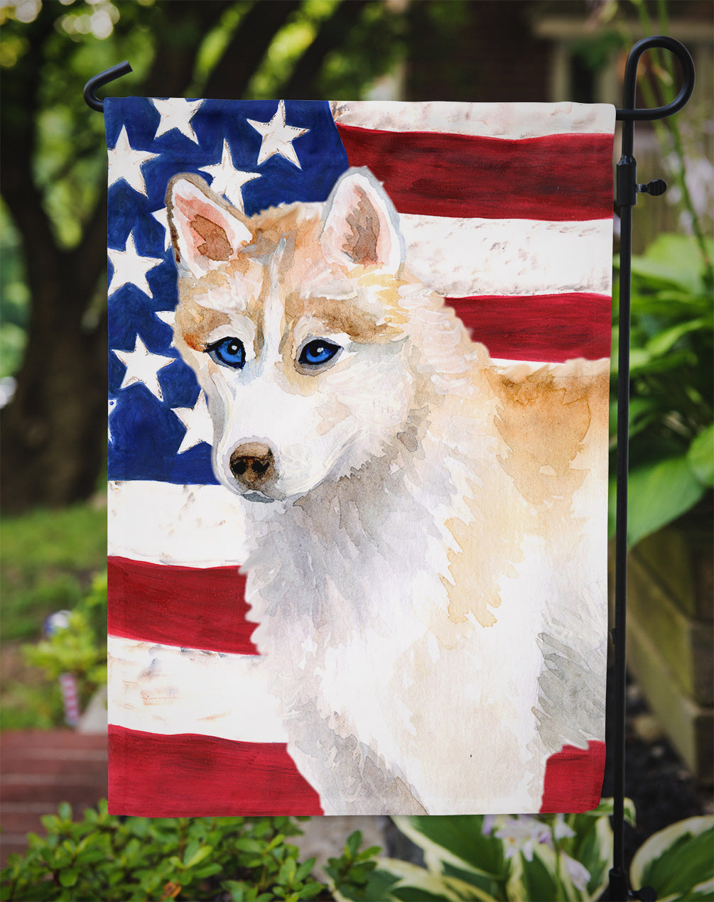 Siberian Husky Patriotic Garden Flag Mailbox Decorative Yard Banner Outside Patio Artwork for Flower Beds, Garden Size, Multicolor