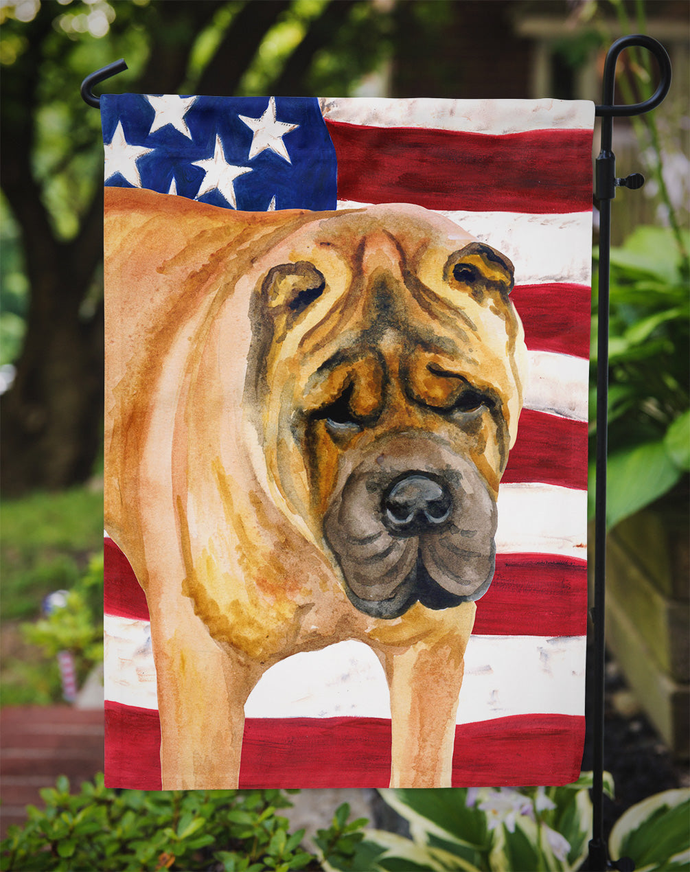 Shar Pei Patriotic Garden Flag Mailbox Decorative Yard Banner Outside Patio Artwork for Flower Beds, Garden Size, Multicolor