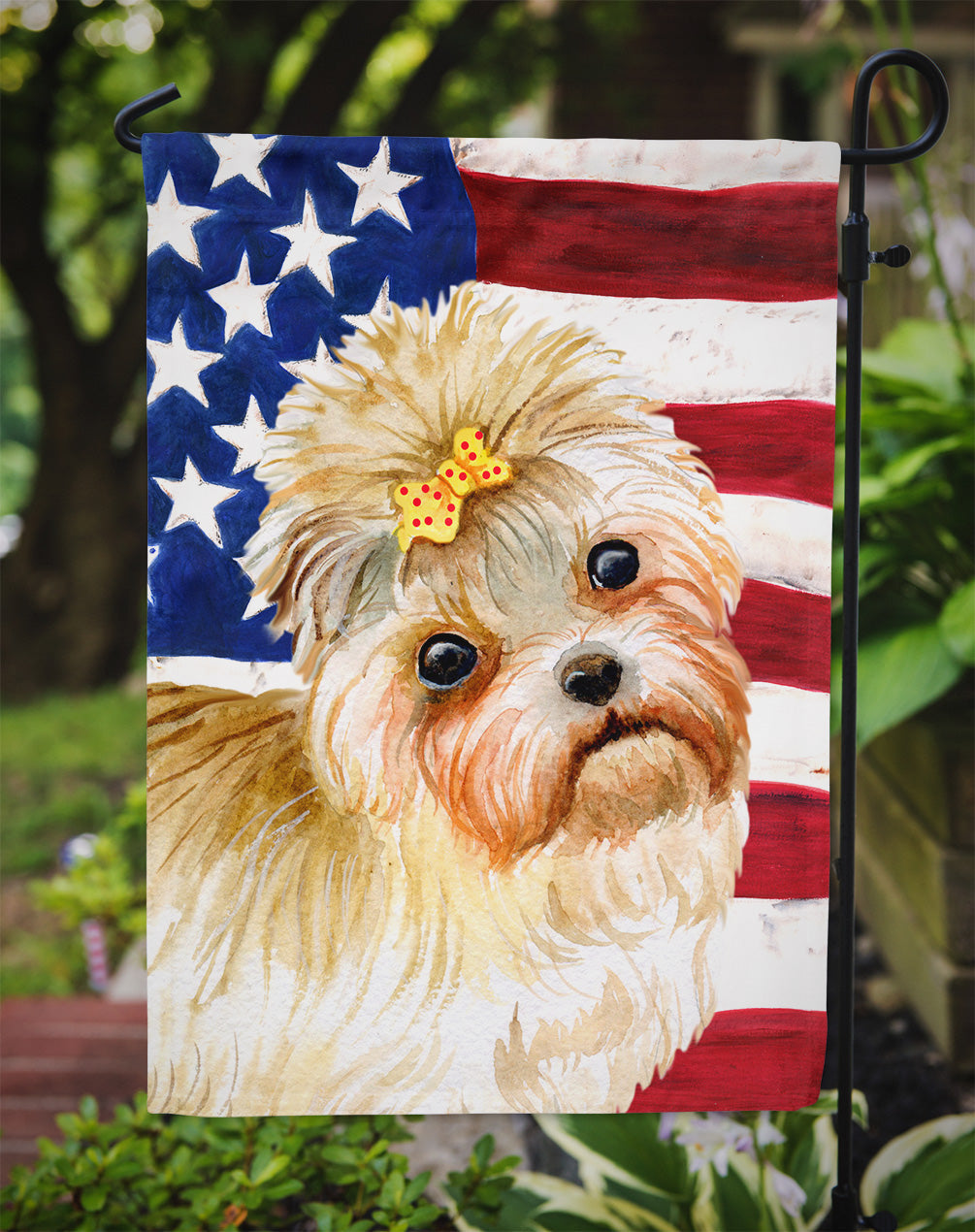 Morkie Patriotic Garden Flag Mailbox Decorative Yard Banner Outside Patio Artwork for Flower Beds, Garden Size, Multicolor