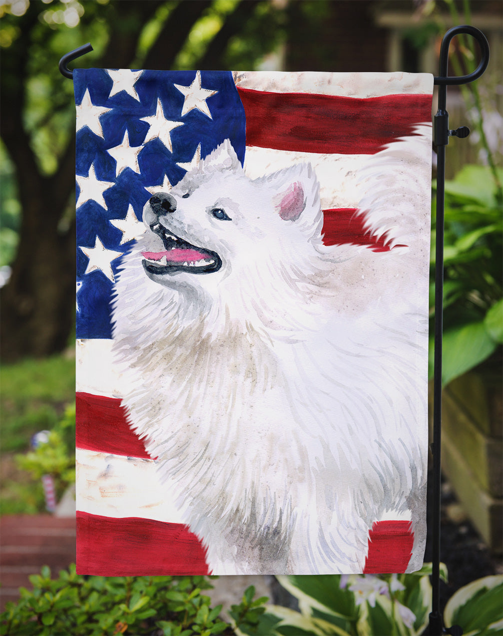 Samoyed Patriotic Garden Flag Mailbox Decorative Yard Banner Outside Patio Artwork for Flower Beds, Garden Size, Multicolor