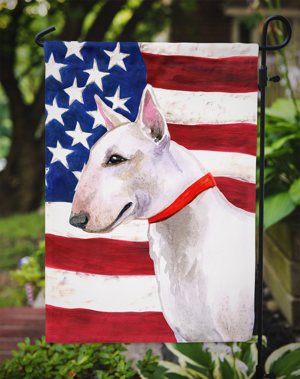 Bull Terrier Patriotic Garden Flag Mailbox Decorative Yard Banner Outside Patio Artwork for Flower Beds, Garden Size, Multicolor