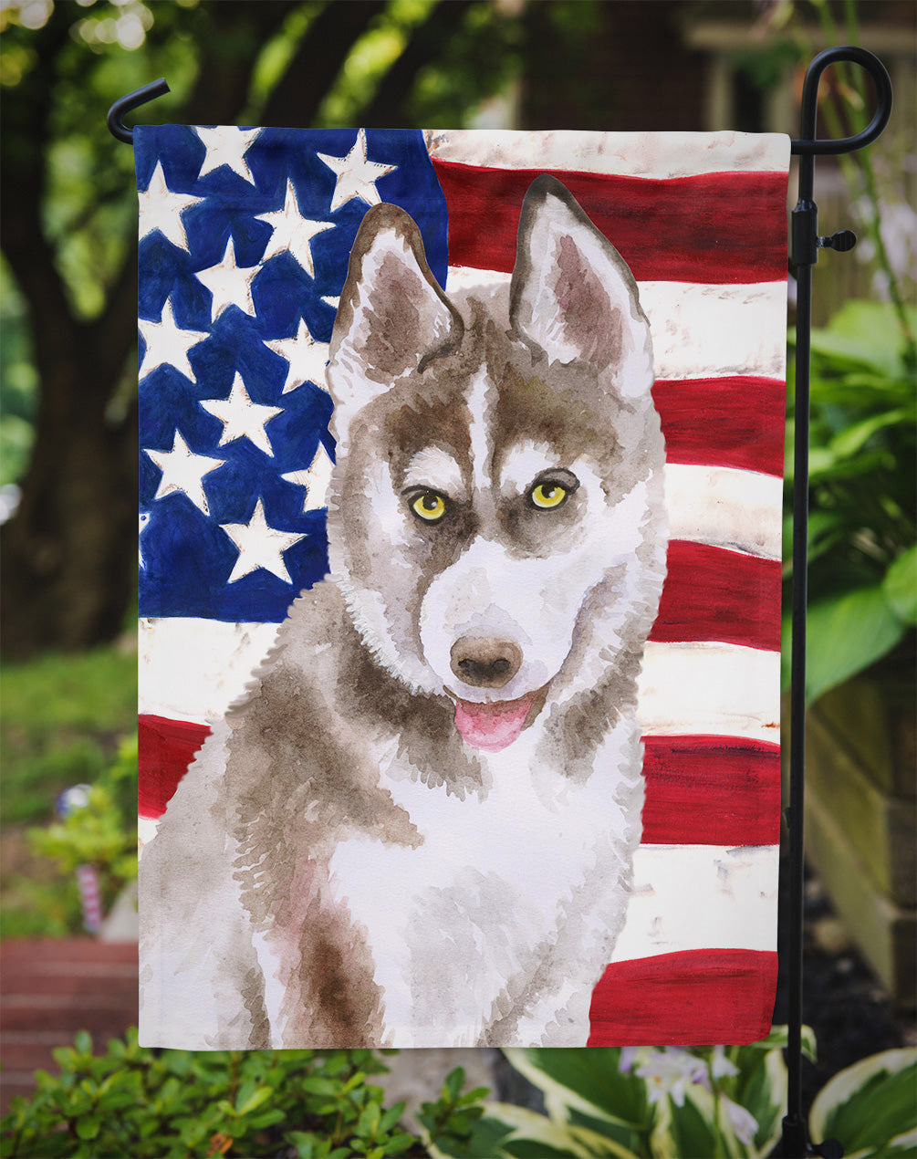 Siberian Husky Grey Patriotic Garden Flag Mailbox Decorative Yard Banner Outside Patio Artwork for Flower Beds, Garden Size, Multicolor