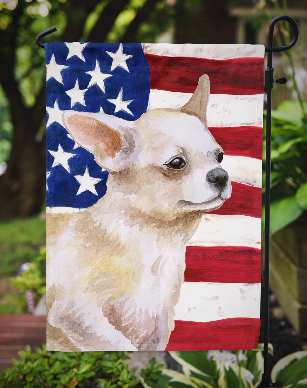 Chihuahua Leg up Patriotic Garden Flag Mailbox Decorative Yard Banner Outside Patio Artwork for Flower Beds, Garden Size, Multicolor