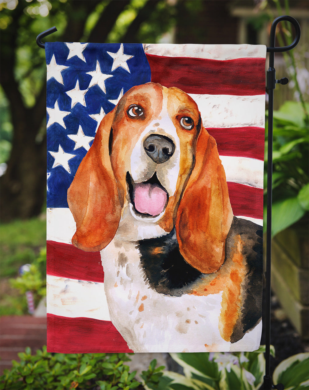 Basset Hound Patriotic Garden Flag Mailbox Decorative Yard Banner Outside Patio Artwork for Flower Beds, Garden Size, Multicolor
