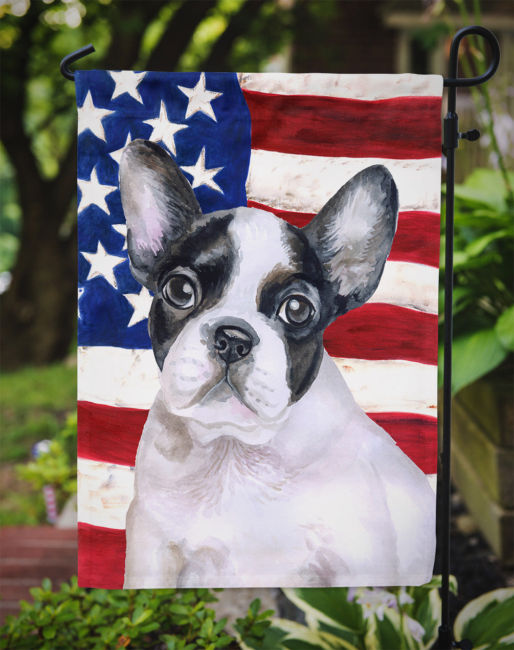 French Bulldog Black White Patriotic Garden Flag Mailbox Decorative Yard Banner Outside Patio Artwork for Flower Beds, Garden Size, Multicolor