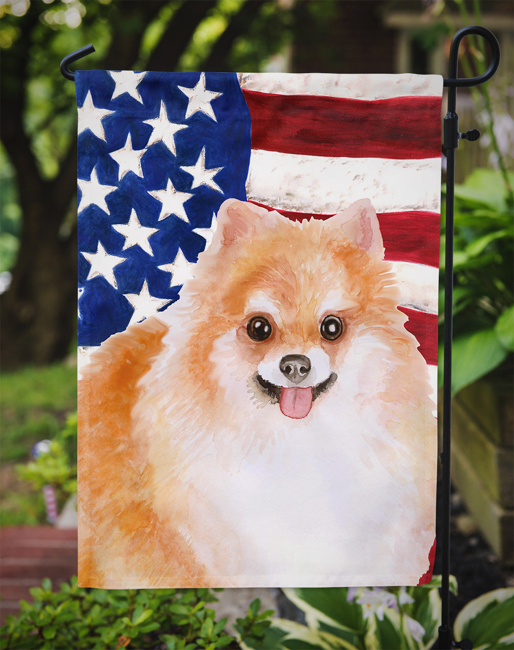 Pomeranian #2 Patriotic Garden Flag Mailbox Decorative Yard Banner Outside Patio Artwork for Flower Beds, Garden Size, Multicolor