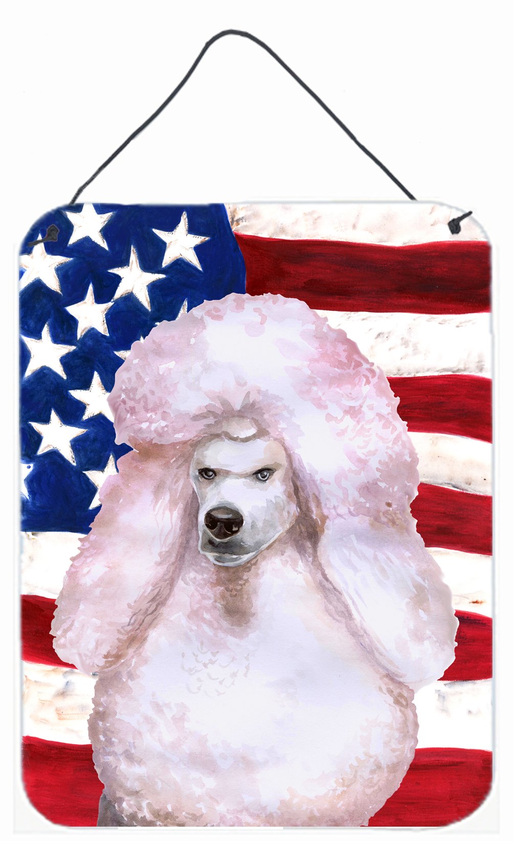 White Standard Poodle Patriotic Wall or Door Hanging Prints BB9717DS1216