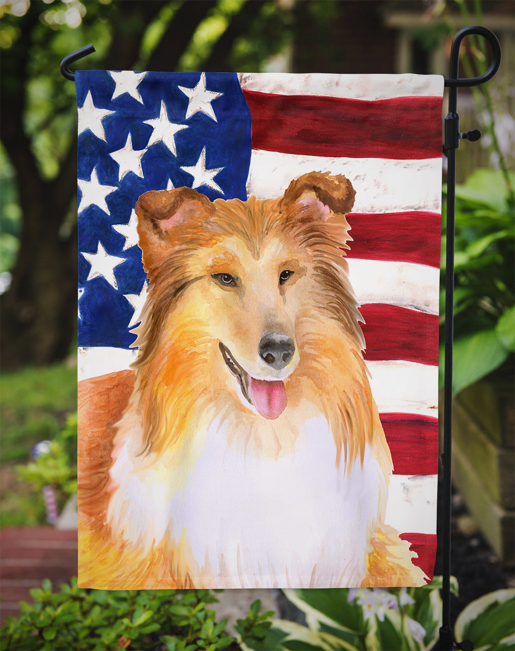Sheltie Patriotic Garden Flag Mailbox Decorative Yard Banner Outside Patio Artwork for Flower Beds, Garden Size, Multicolor