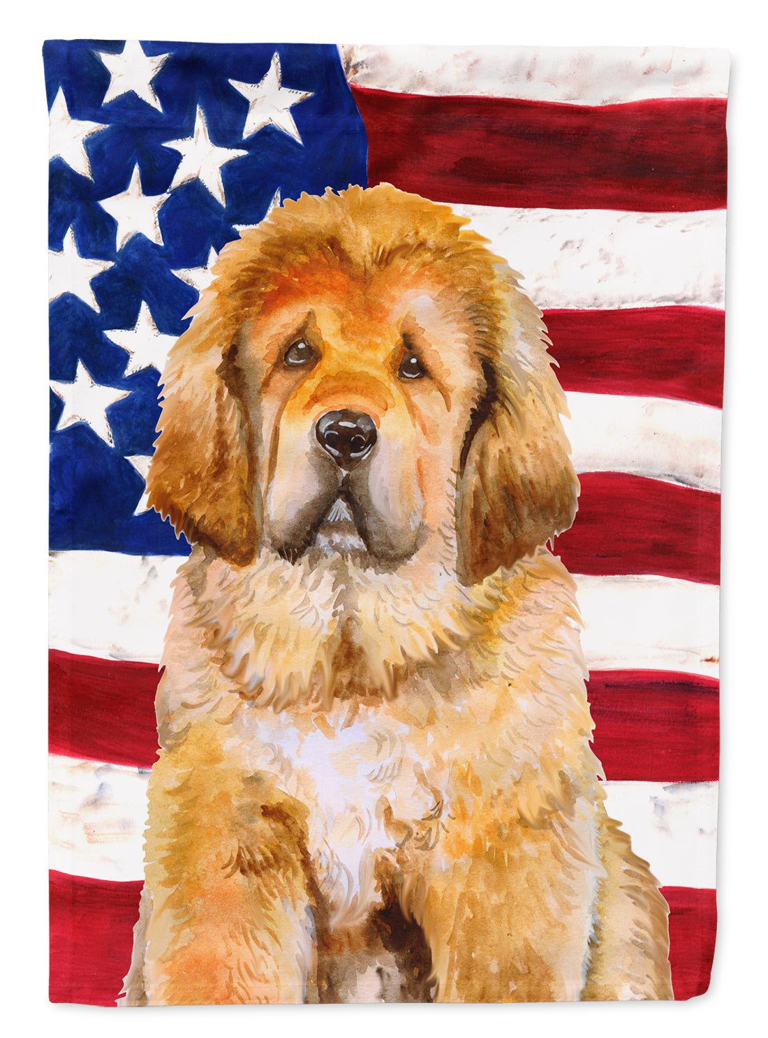 Tibetan Mastiff Patriotic Flag Canvas House Size BB9721CHF
