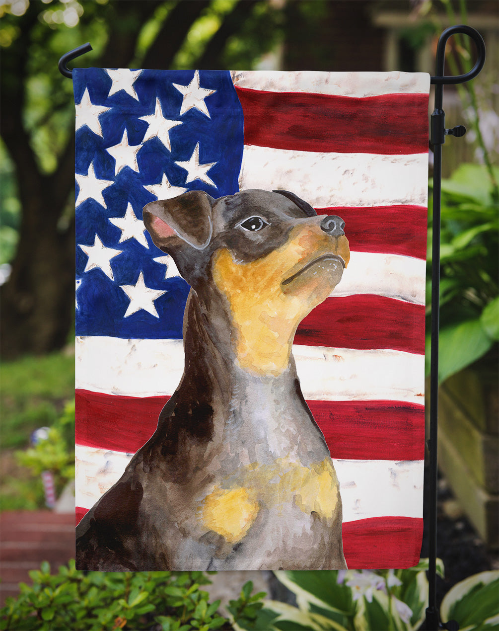 Miniature Pinscher #2 Patriotic Garden Flag Mailbox Decorative Yard Banner Outside Patio Artwork for Flower Beds, Garden Size, Multicolor
