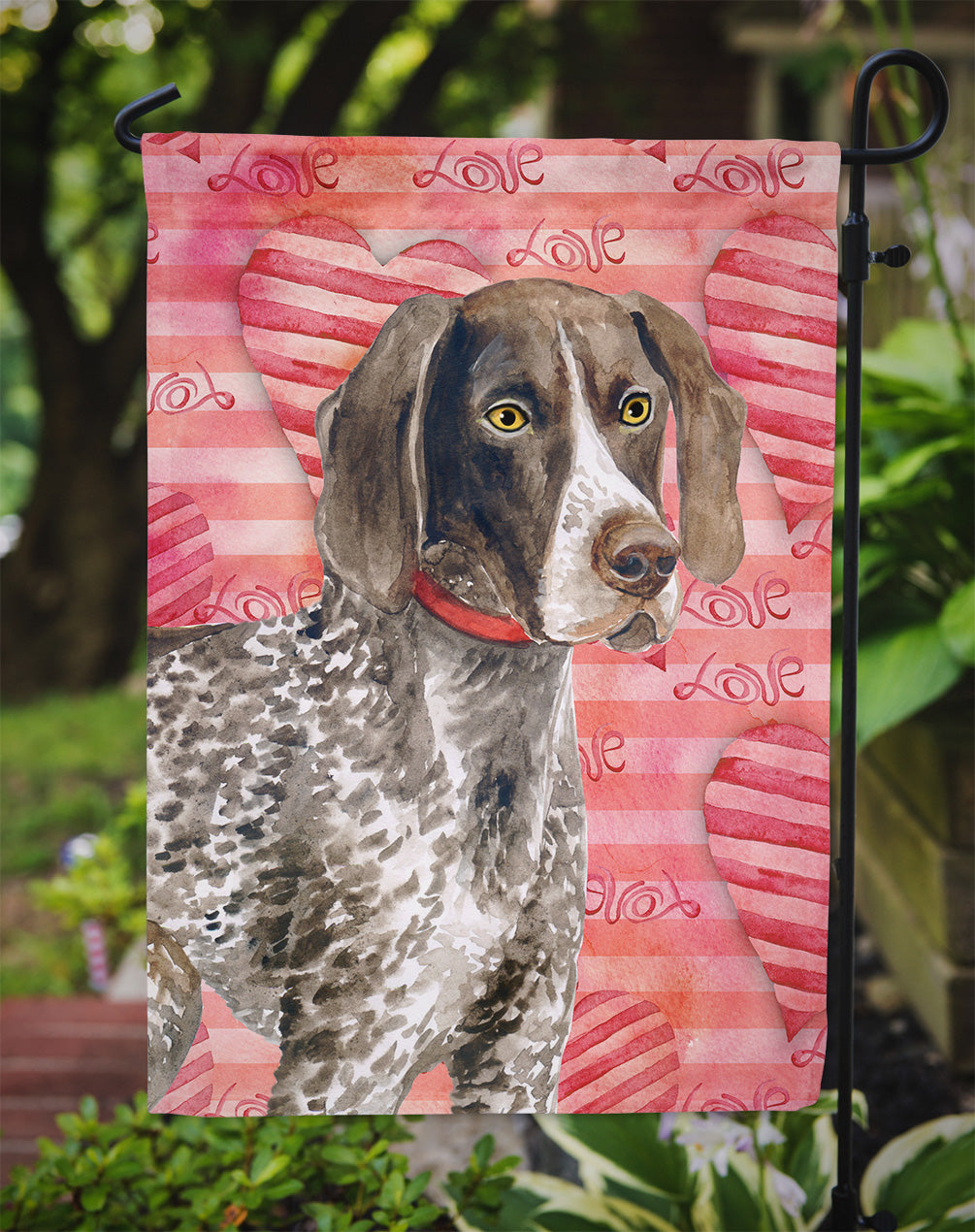 German Shorthaired Pointer Love Garden Flag Mailbox Decorative Yard Banner Outside Patio Artwork for Flower Beds, Garden Size, Multicolor