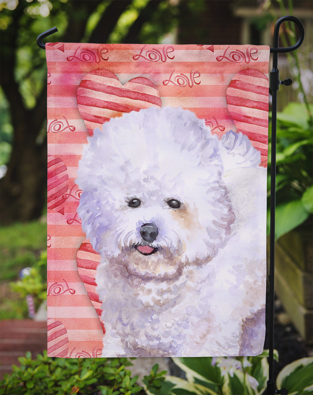 Bichon Frise Love Garden Flag Mailbox Decorative Yard Banner Outside Patio Artwork for Flower Beds, Garden Size, Multicolor