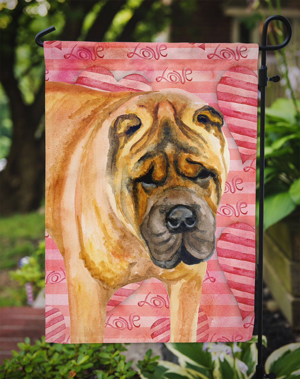 Shar Pei Love Garden Flag Mailbox Decorative Yard Banner Outside Patio Artwork for Flower Beds, Garden Size, Multicolor