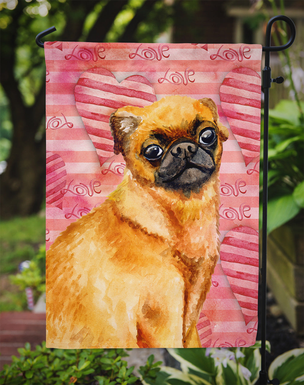 Small Brabant Griffon Love Garden Flag Mailbox Decorative Yard Banner Outside Patio Artwork for Flower Beds, Garden Size, Multicolor