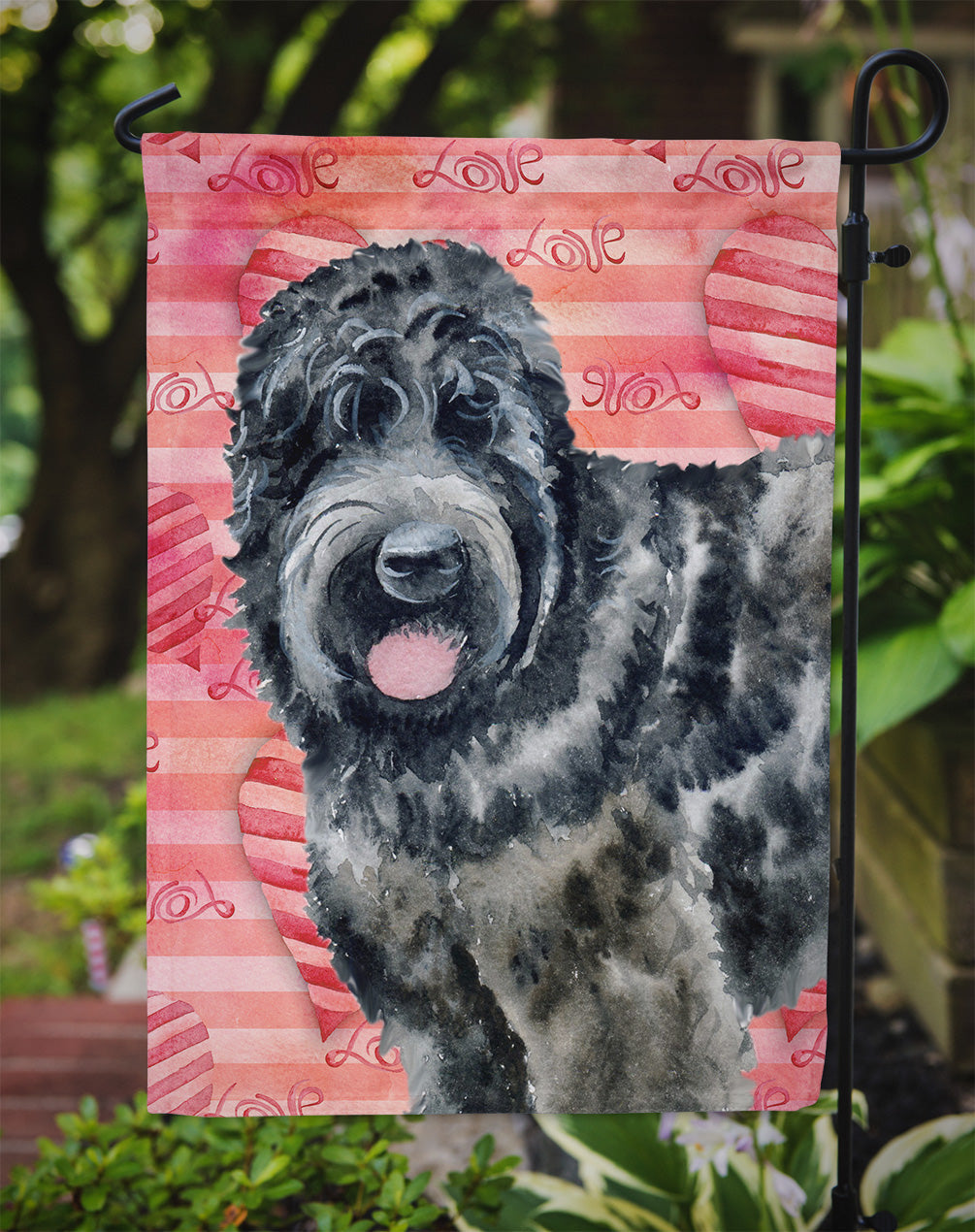Black Russian Terrier Love Garden Flag Mailbox Decorative Yard Banner Outside Patio Artwork for Flower Beds, Garden Size, Multicolor