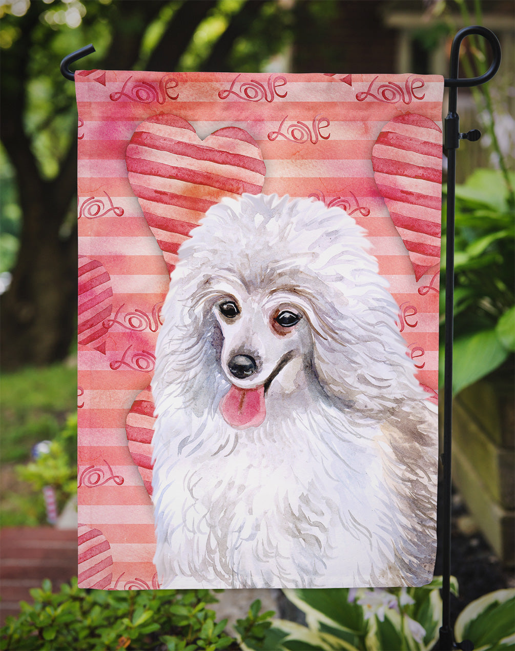 Medium White Poodle Love Garden Flag Mailbox Decorative Yard Banner Outside Patio Artwork for Flower Beds, Garden Size, Multicolor