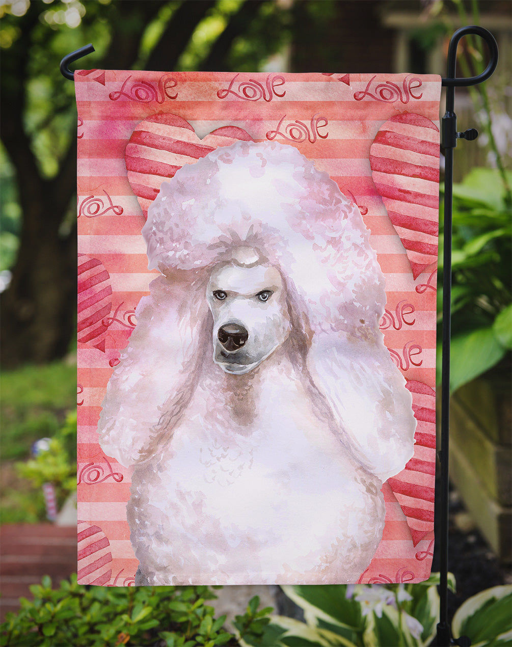 White Standard Poodle Love Garden Flag Mailbox Decorative Yard Banner Outside Patio Artwork for Flower Beds, Garden Size, Multicolor