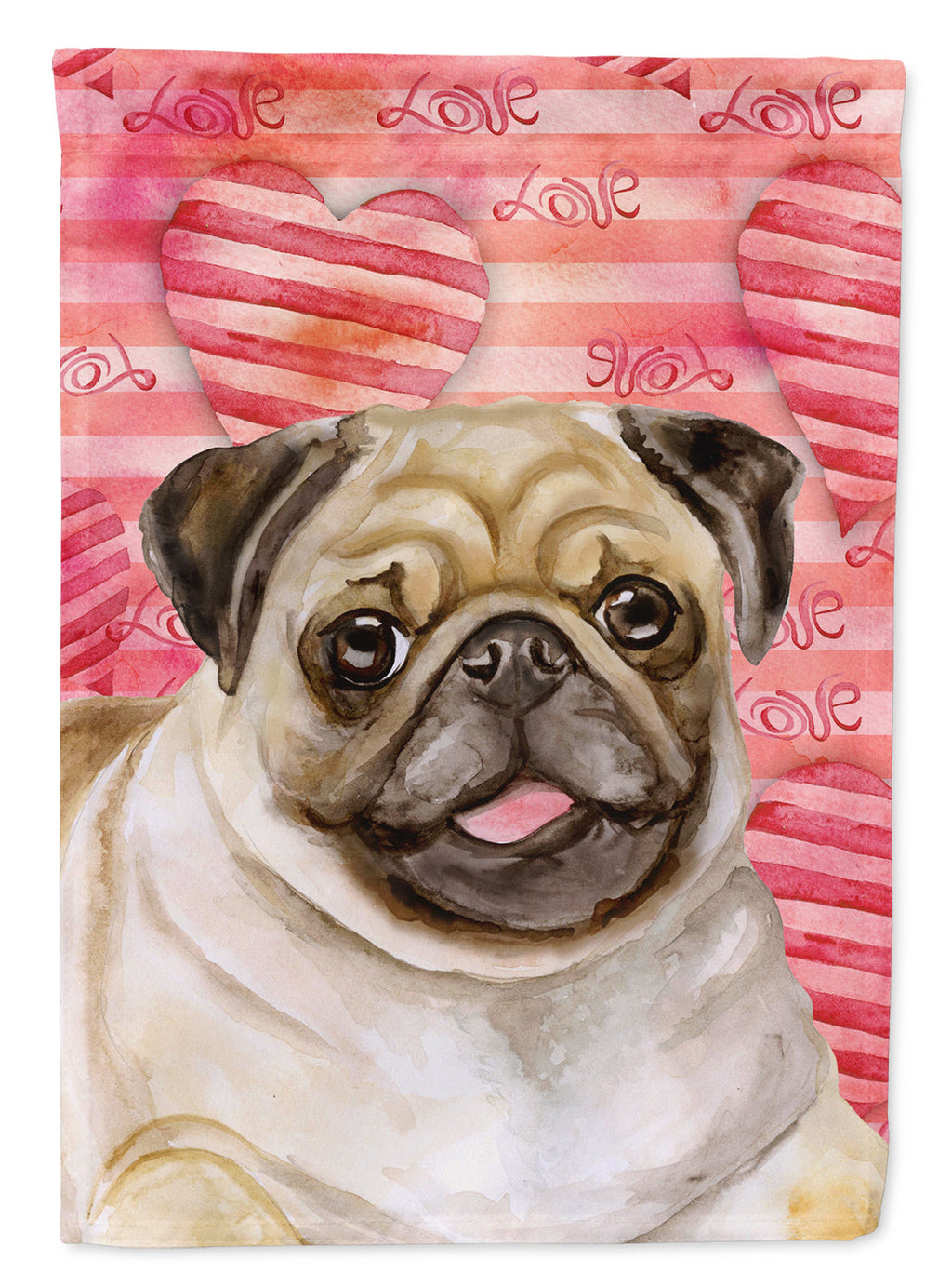 Fawn Pug Love Garden Flag Mailbox Decorative Yard Banner Outside Patio Artwork for Flower Beds, Garden Size, Multicolor